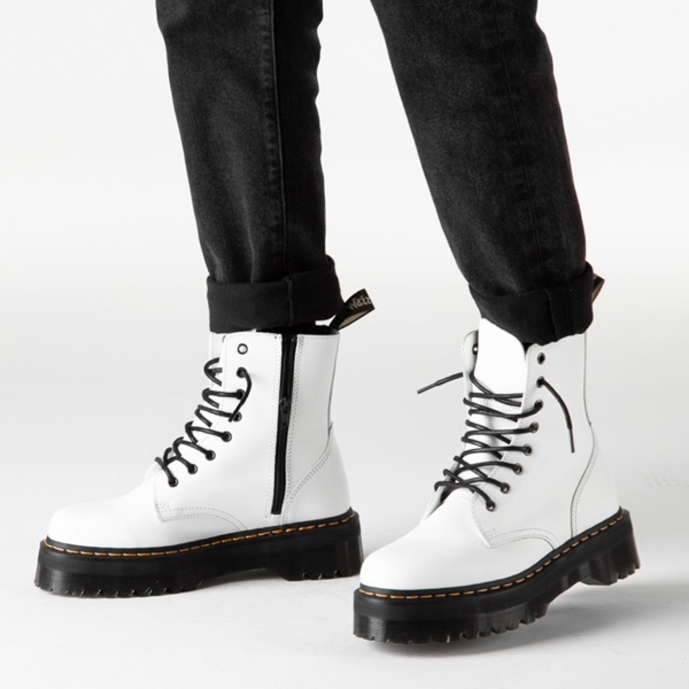 Dr Marten White Leather Platform Jadon Boot